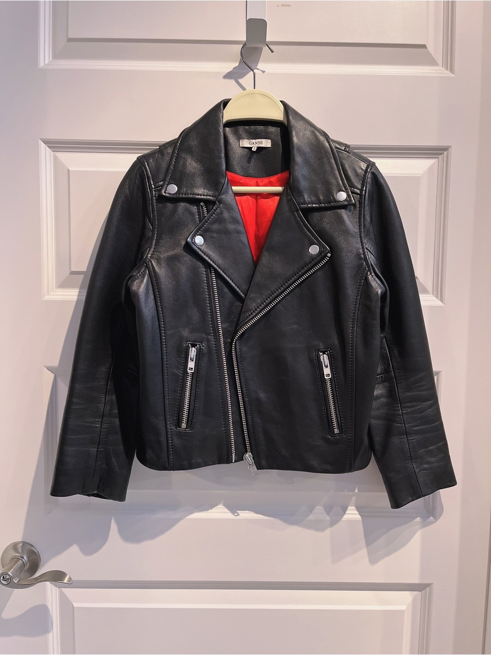 Ganni Black Genuine Real 100% Leather Jacket